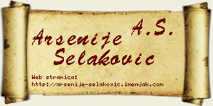 Arsenije Selaković vizit kartica